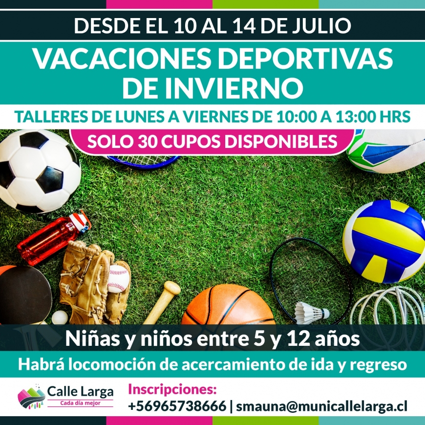Imperdible: Municipalidad De Calle Larga Contará Con 30 Cupos Para Escuela Deportiva De Invierno